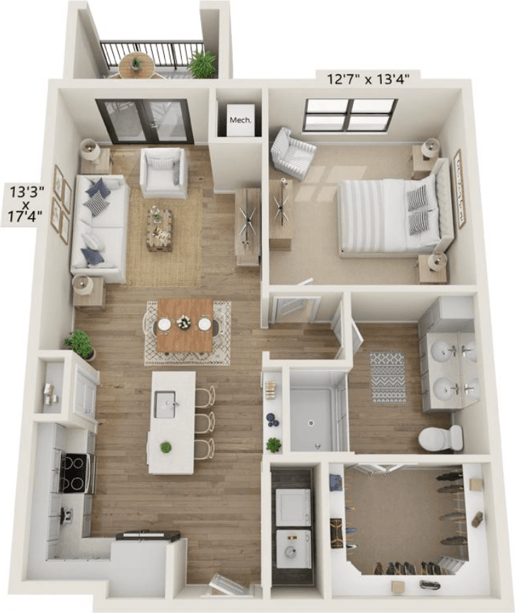 The 1B — 1 bed / 1 bath · 871 sf